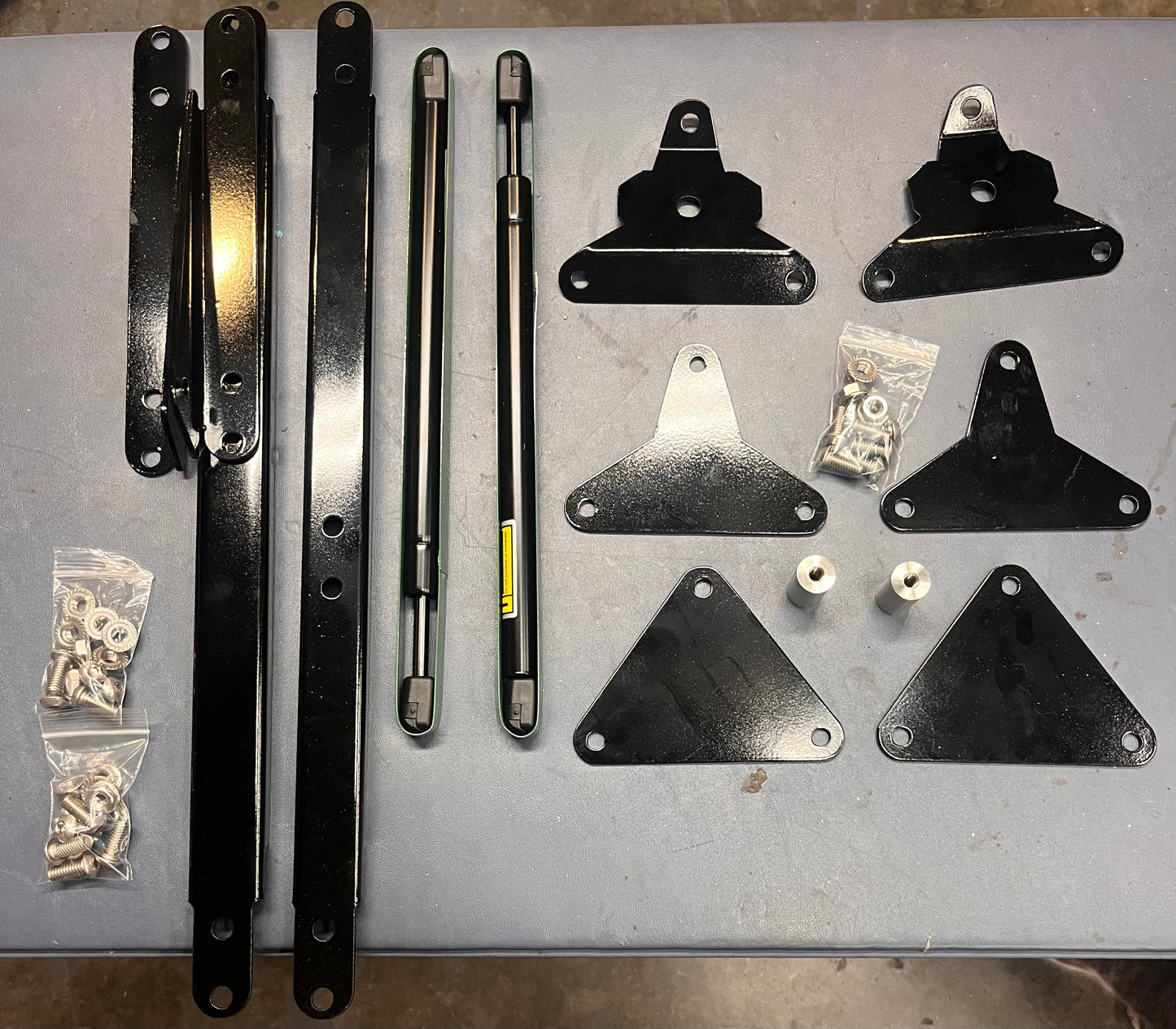 Early Bronco Black Gas Strut Hood Kit with Light Kit